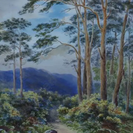 ROLLETT, Hilda Carr (1873-1970) - Woodland track with Hills and Trees