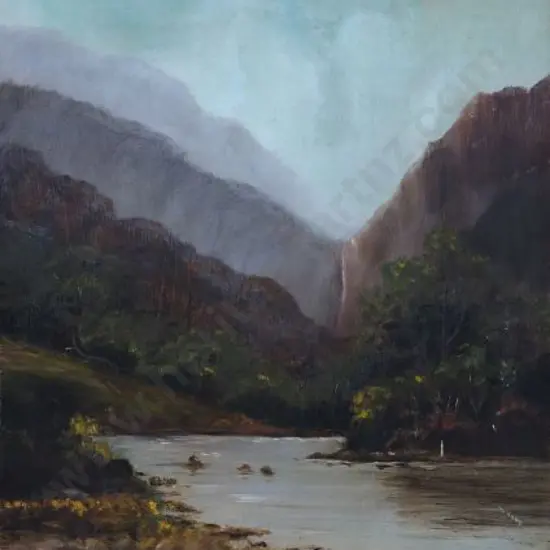 M.L. - Misty Hills with Stream and Waterfall