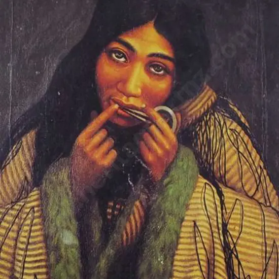 GAUT, Joseph (1860-1934) - Matira Rawiri of Hauraki Playing the Jews Harp, 1887