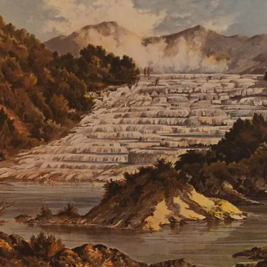 BARRAUD, Charles Decimus (1822-1897) - Otukapuarangi (Pink Terraces) - New Zealand Graphic & Descriptive (1877)