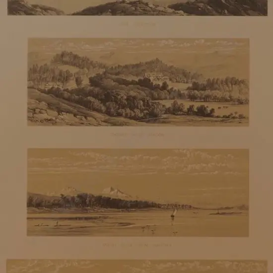 BARRAUD, Charles Decimus (1822-1897) - Lake Coleridge, Cheviot Hills Station, Mount Cook from Hokitika, The Hokitika River - 4 Scenes from New Zealand Graphic & Descriptive (1877)