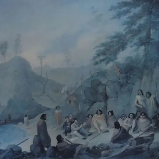 EARLE, Augustus (1793-1838) - The Meeting of the Artist with the Wounded Chief Hongi, November 1827