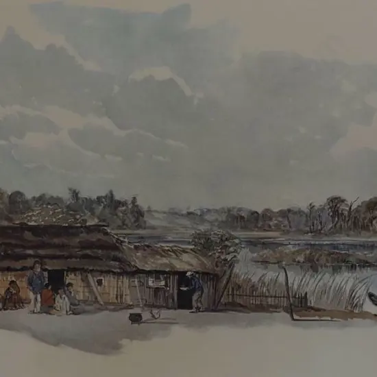 BARRAUD, Charles Decimus (1822-1897) - On Lake Papaitonga, Horowhenua 1863