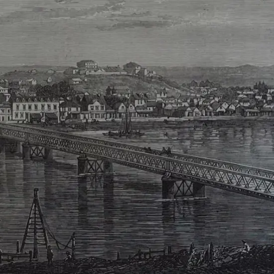 ILLUSTRATED London News - Wanganui Bridge, New Zealand, 1872