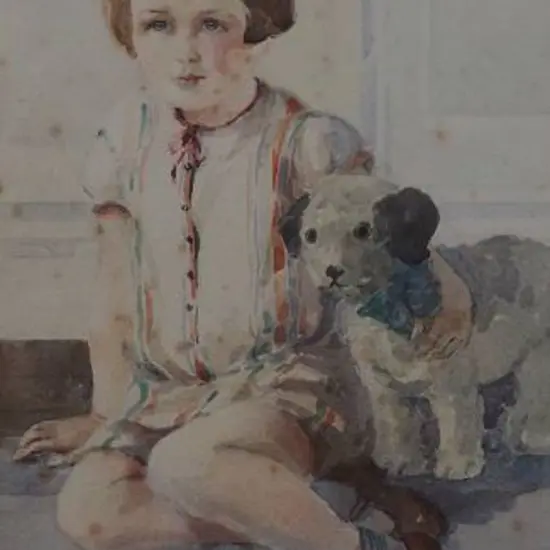 RICHARDSON, Gwyneth (1896-1980) - Girl with Toy Dog, c. 1930