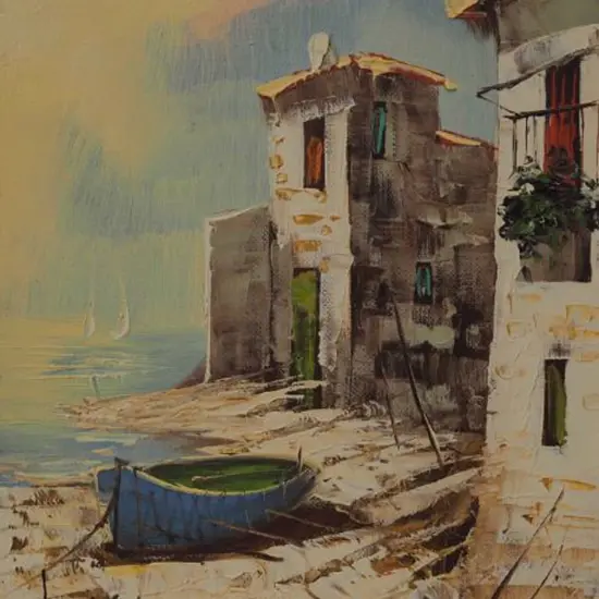 UNKNOWN artist - Mediterranean Shore with Dinghy