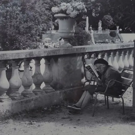UNKNOWN photographer - Elderly French Lady Reading in Park