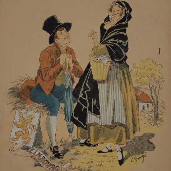 MAUDY, E. (Active 1930s-40s) - Man & Woman in National Dress - Limbourg