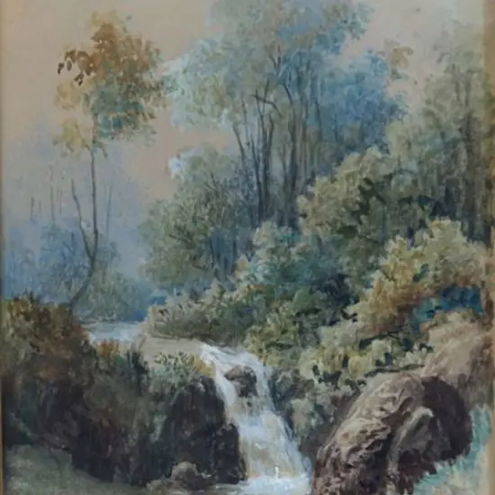 FULLER, S. Pearce (Active 1880-1910) - Waterfall in Forest