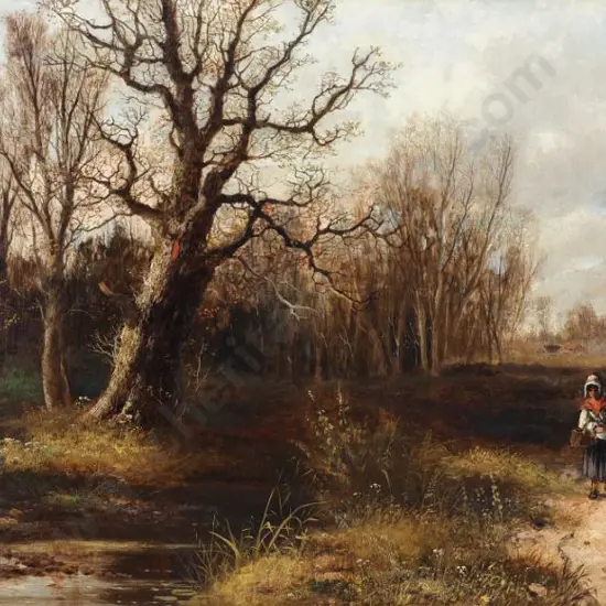 HULK, Abraham Jnr (1851-1922) - Lone Traveller in a Wooded Landscape