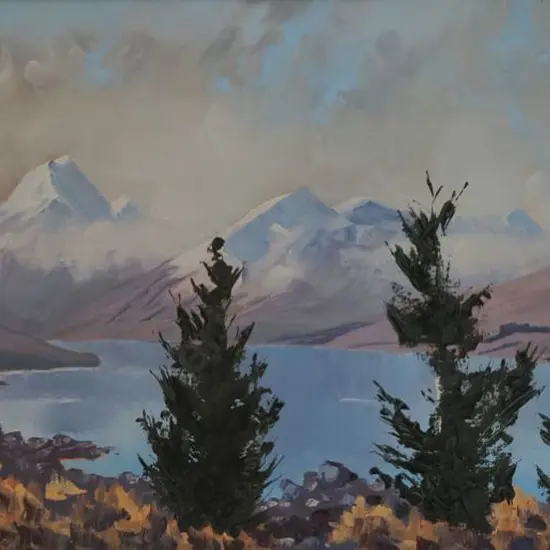 HUDSON, H. (Active early 1900s) - Southern Lake with Alps