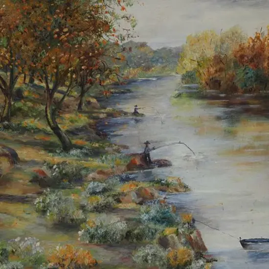 UNKNOWN artist - Autumn Scene with Fishermen