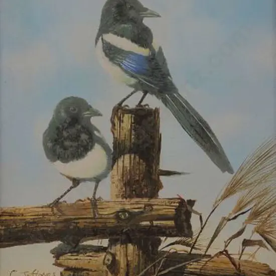 JEFFARES, C. (20th Cent.) - Birds on a Fence