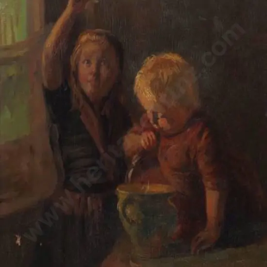 KRABBE, Hendrik (1868-1931) - Children Playing Bubbles