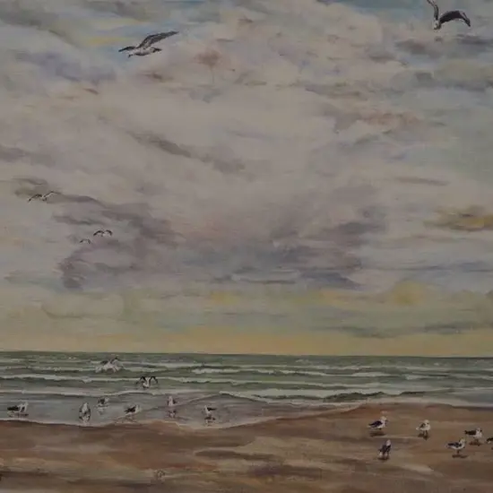 BENNETT, E. A. - Beach Scene with Seagulls