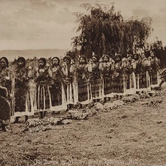UNKNOWN - Poi Dance by Maori Girls, Rotorua, c.1910