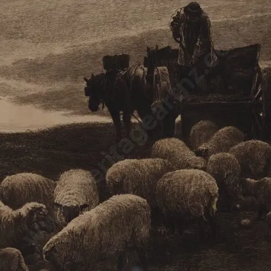 DOUGLAS, Edwin (1848-1914) - Evening on the Southdowns (Farmer & His Flock)