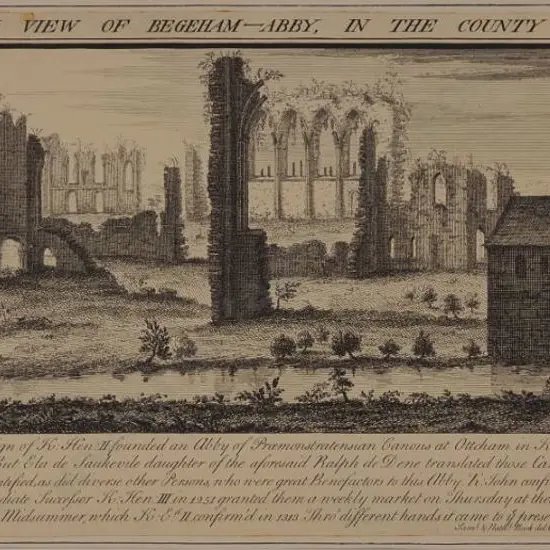 UNKNOWN Engraver (1700s) - The North View of Begeham Abbey, Sussex