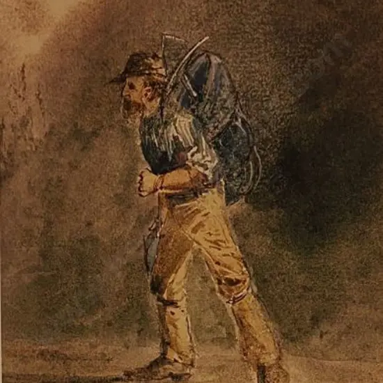 HODGKINS, William Mathew (1833-1898) - To Further Fields c. 1865 (Shows a gold digger in search of new areas)