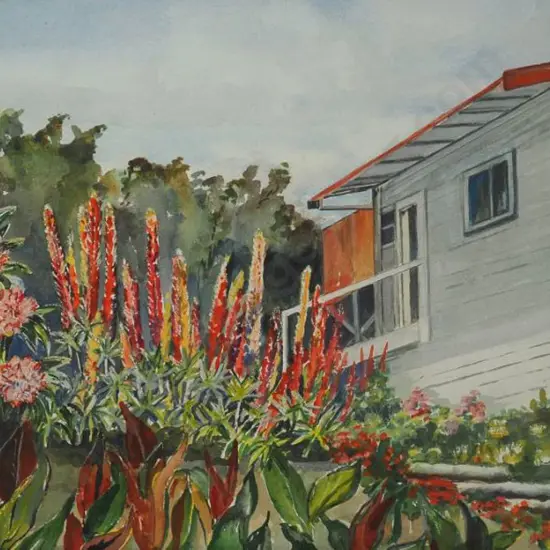 DICKSON, M. (21st Cent.) - Lupins, Lilies & Farmhouse