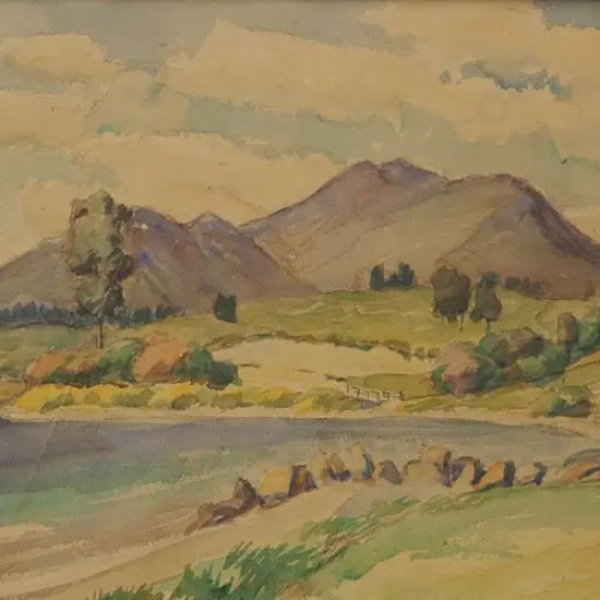 COHN, Gustav (1942-) - River Edge with Hills