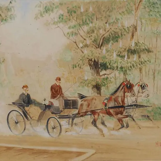WILDA, Hans Gottfried (1862-1911) - Horse & Carriage with Driver and Passenger - 1889