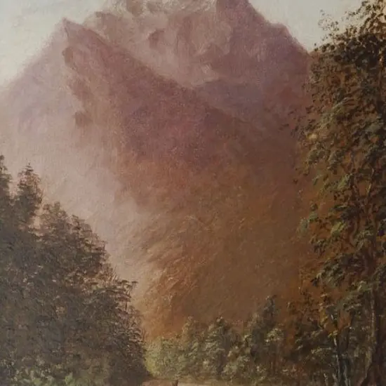 UNKNOWN artist - Mountain with Track & Tree Stumps