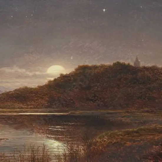 GILBERT, Arthur (1819-1895) - Moon over Lake - 1878
