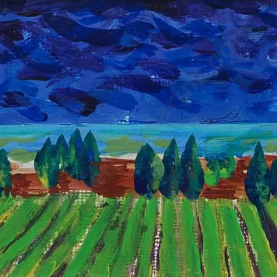 UNKNOWN artist - Olive Grove overlooking Sea