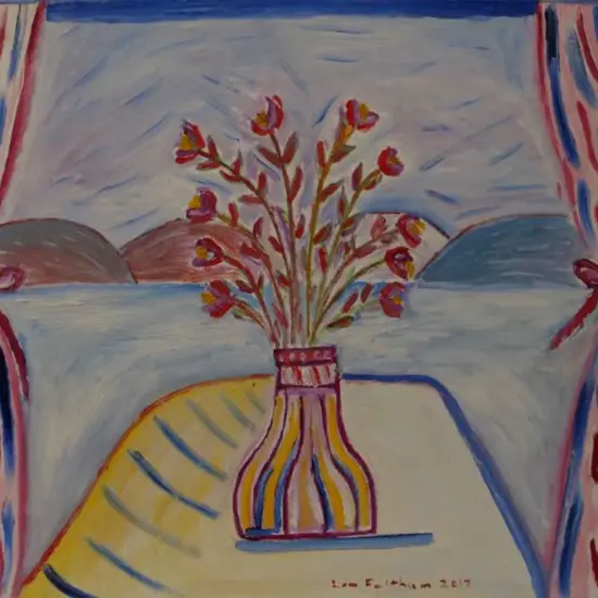 FELTHAM, Lee (-2023) 21st Cent - Flowers in vase Overlooking water