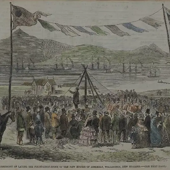 ILLUSTRATED LONDON NEWS - 1857 - Laying the Foundation Stone, New House of Assembly, Wellington