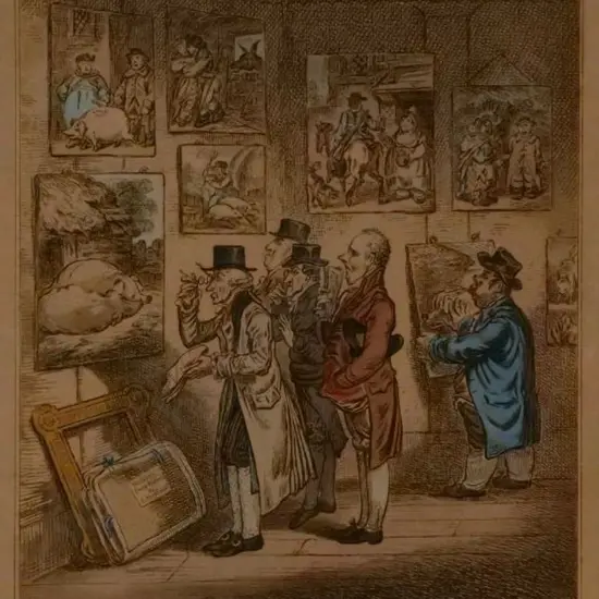 GILLRAY, James (1756-1815) - Connoisseurs Examing a Collection of George Morland's  (paintings)