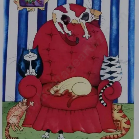 DODGE, Andrea (21st Cent.) - Cats on Armchair