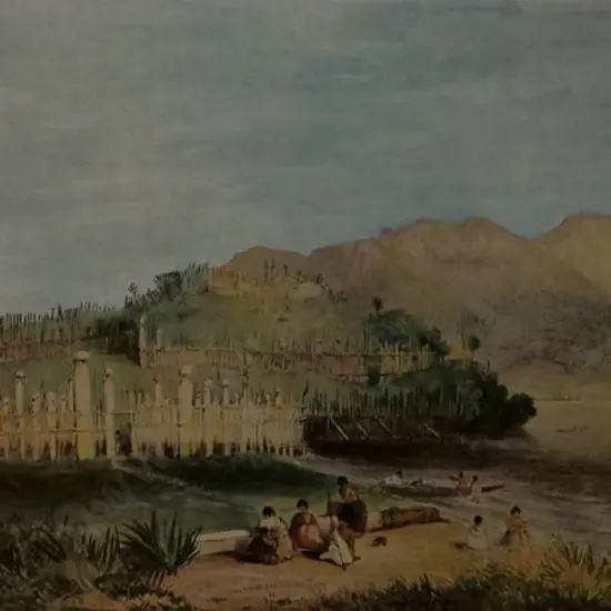 ANGAS, George French (1822-1886) - Motupoi Pa, Lake Roto Aira