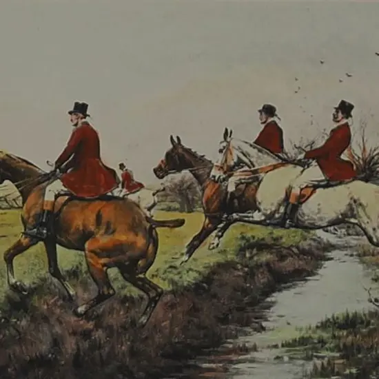 WRIGHT, George (1860-1944) - Old Hands at the Game - Horses Jumping Stream