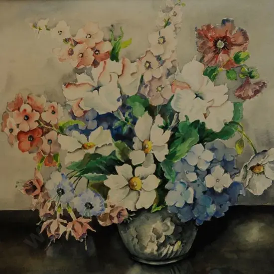 LUXFORD, Florence M. (Active 1970s) - Mixed Flowers in Vase