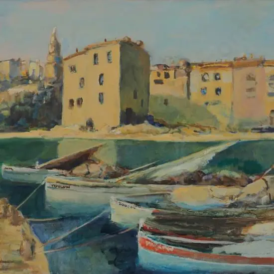 HAMMOND, Jack (1913-2009) - Sail Boats Moored in Mediterranean