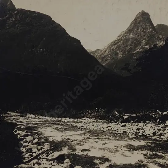 UNKNOWN Photographer - Mounts Balloon and Elliott From Sutherland Falls