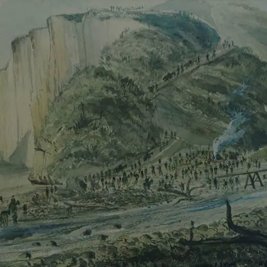 WILLIAMS, E. A. (1824-1898) - Soldiers Cross the Tangahoe River, 1865