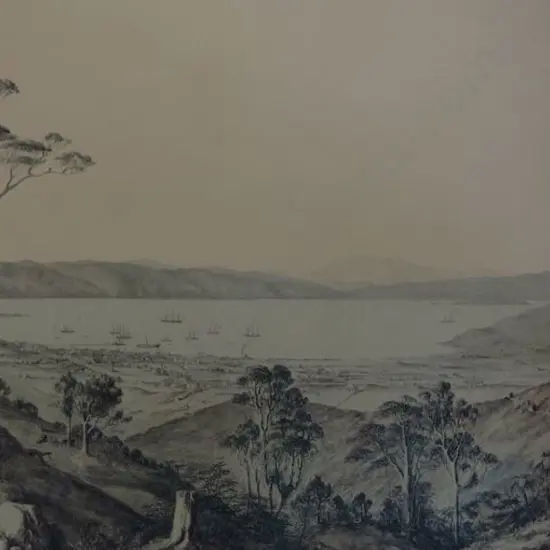 BARRAUD, Charles Decimus (1822-1897) - Wellington from Brooklyn, Across Te Aro & Thorndon, 1861