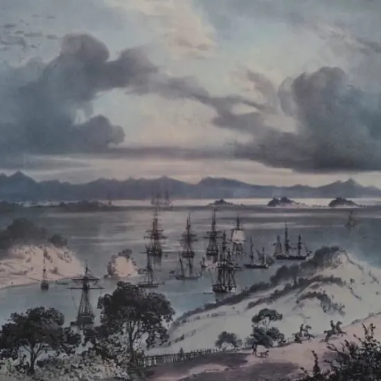 Le BRETON, Louis (1818-1866) - Mouillage (Anchorage) of Korororeka, Bay of Islands