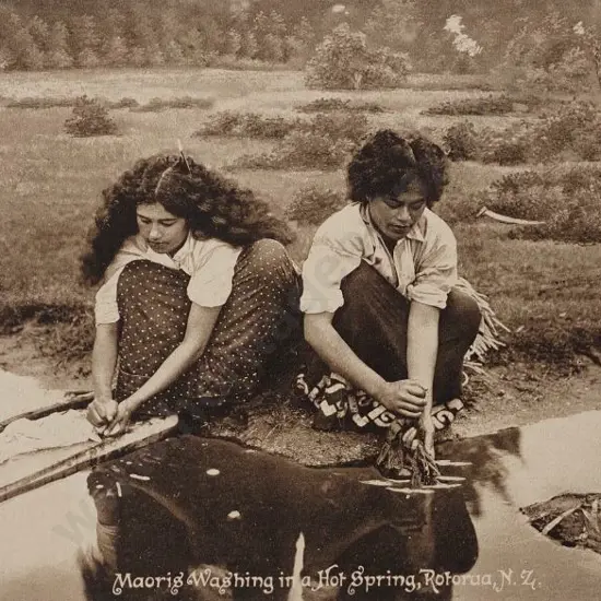 UNKNOWN - Maoris Washing in a Hot Spring, Rotorua, c.1910