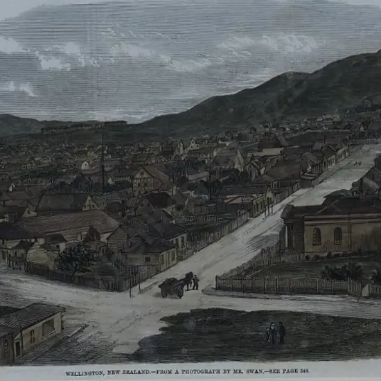 ILLUSTRATED London News - Corner of Willis and Manners Street, Wellington, 1859