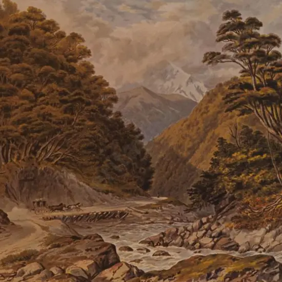 BARRAUD, Charles Decimus (1822-1897) - Otira Gorge, West Coast Road - New Zealand Graphic & Descriptive (1877)