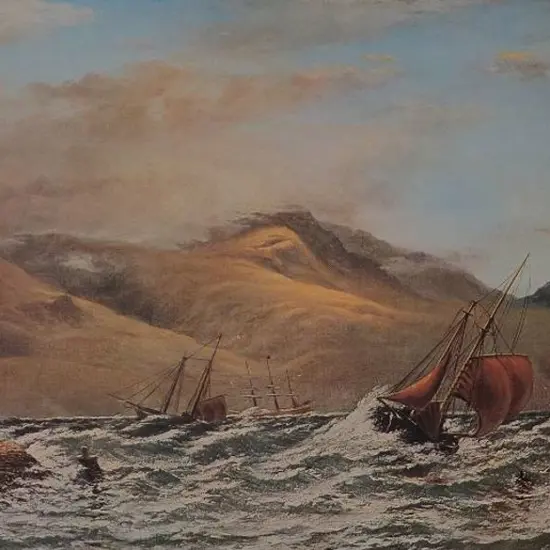 GIBB, John (1831-1909) - Schooner Running for the Tide, Lyttelton Harbour 1878