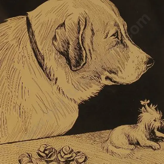 WAIN, Louis (1860-1939) - David & Goliath - Original Black & White plate from Louis Wain's Annual - 1914