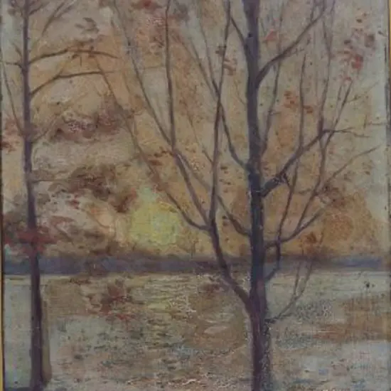 UNKNOWN artist - Trees in Autumn by Lake
