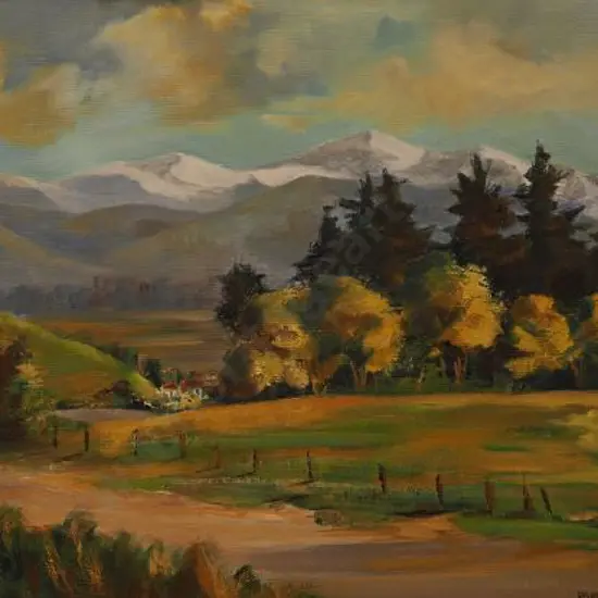 McALISTER, P.O. [Olive] (1932-2017) - Southern Alps with Fields and Trees