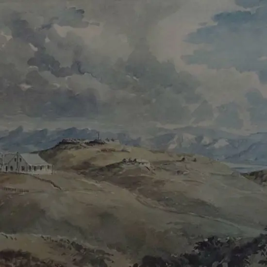 BARRAUD, Charles Decimus (1822-1897) - The Barracks on Bluff Hill, Napier, 1866