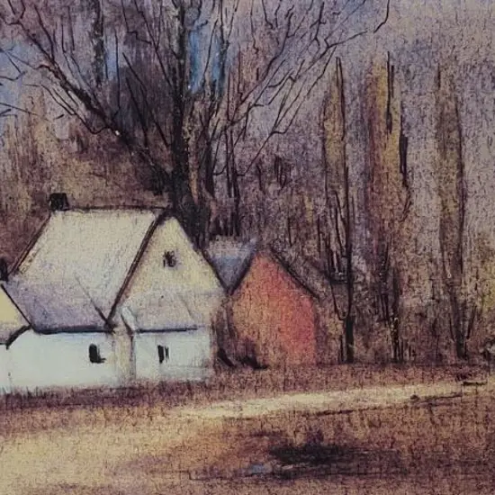 ARNDT, Mina (1885-1926) - Winter Landscape with Buildings